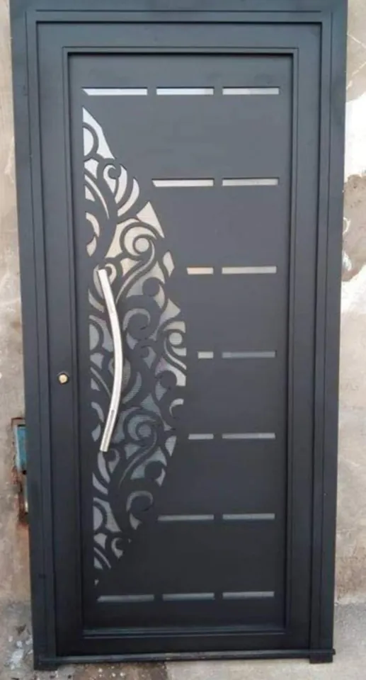 Dark entrance with floral detailing — Marhaba Aluminium & Metal Works