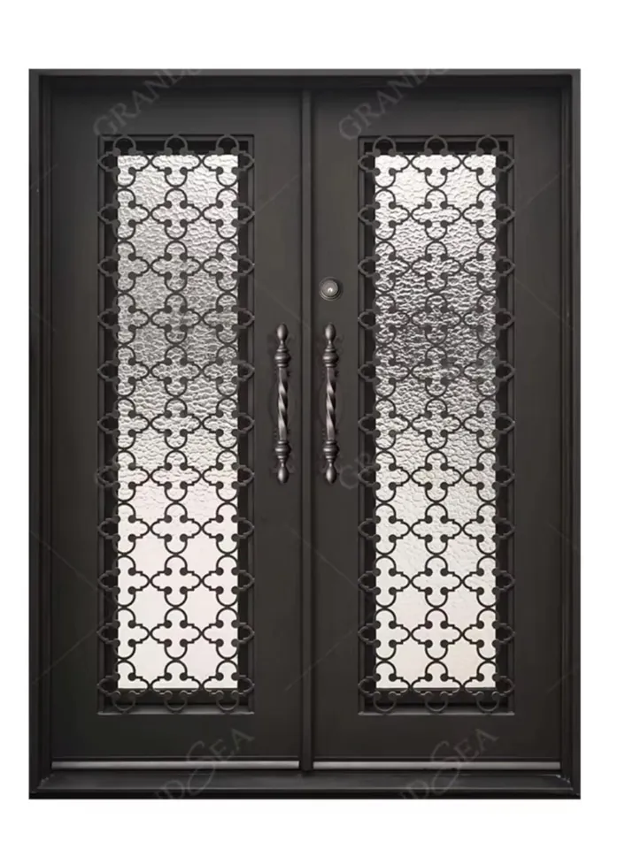 Patterned double entrance doors — Marhaba Aluminium & Metal Works