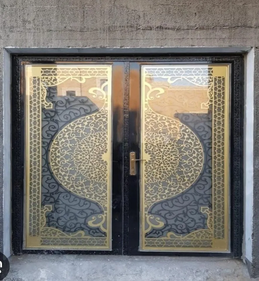 Gold-patterned double entrance — Marhaba Aluminium & Metal Works