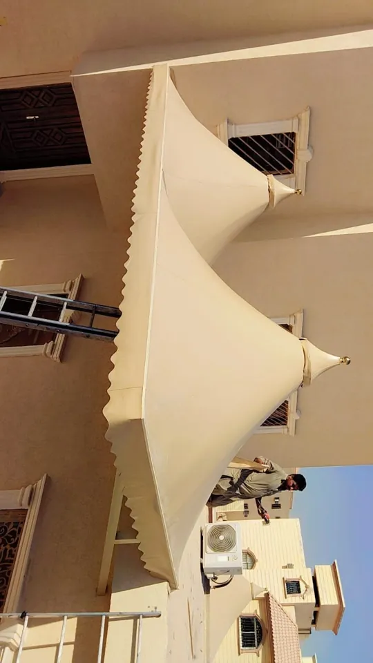 Tensioned shade canopy — Marhaba Aluminium & Metal Works